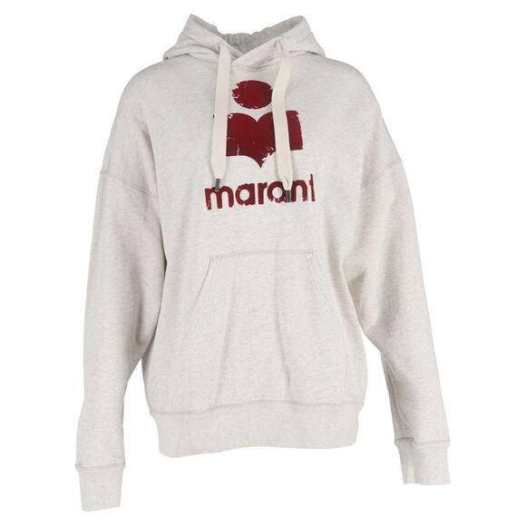Isabel Marant Etoile Mansel Printed Hoodie in Light Grey Cotton